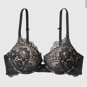 LaSenza Hello Sugar Black Lace Push Up Bra // 32C
